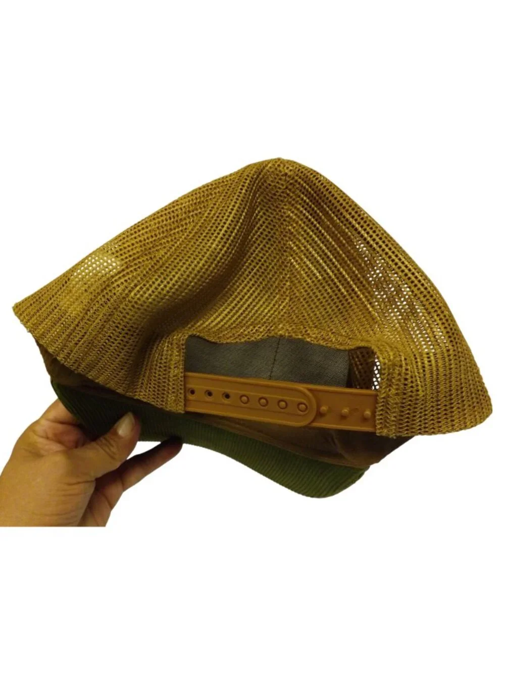 Smokey Bear Corduroy Mesh Trucker Hat Adjustable Forest Green & Tan Snapback